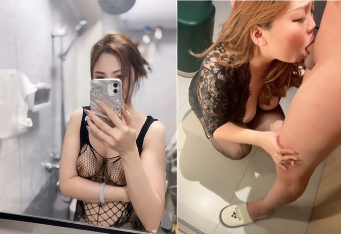 豐腴人妻穿著黑蕾絲吊帶跪鏡前吹簫，肥尻高翹女上位狂騎猛坐爽到噴水